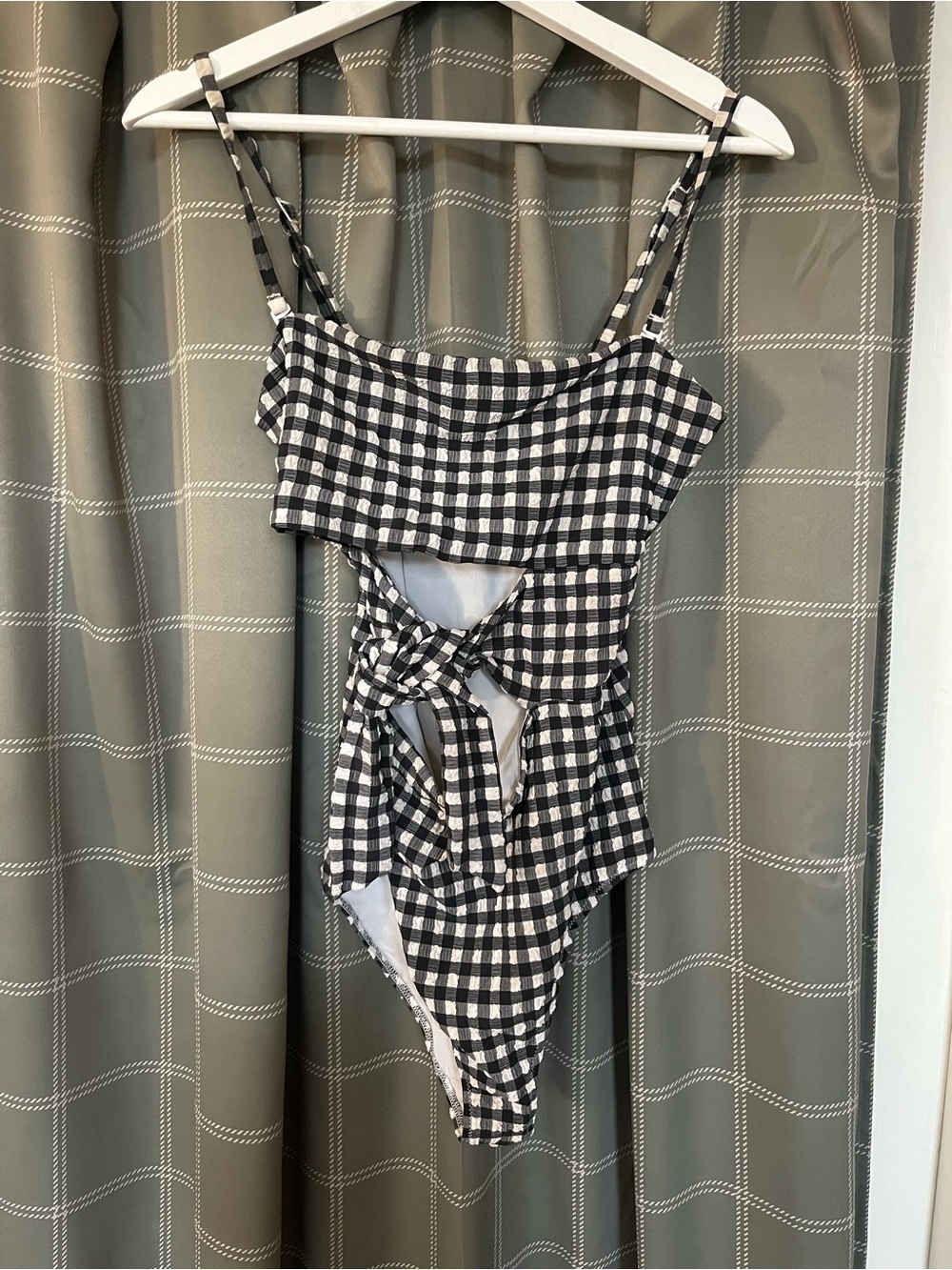 aerie Black & White Gingham One-Piece Swimsuit